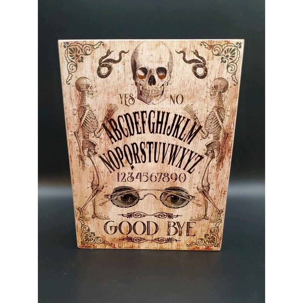 8"X 6" Halloween Wall Plaque/Shelf Sitter Ouija Board Skeletons, Skull, Snakes